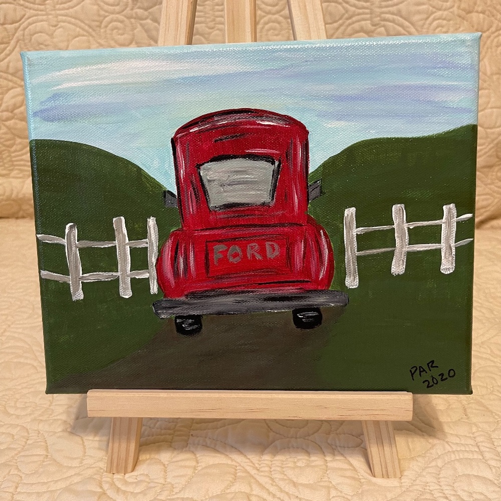"Old Ford on a Dirt Road" 8x10 Acrylic Painting